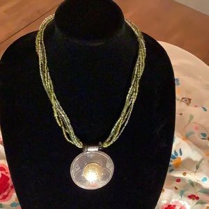 Beaded multi strand Necklace with Pendant